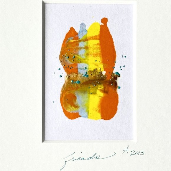 Original Art ‘Friends’ Encaustic Wax Painting Matted 14”x11" Frame Ready - Picture 3 of 5